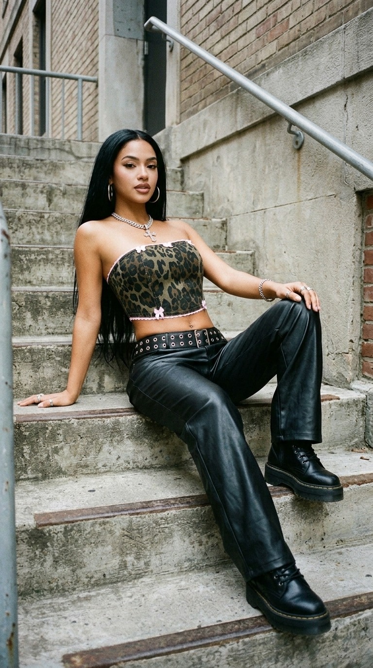 sitting on steps wearing leopard… 20261017180157