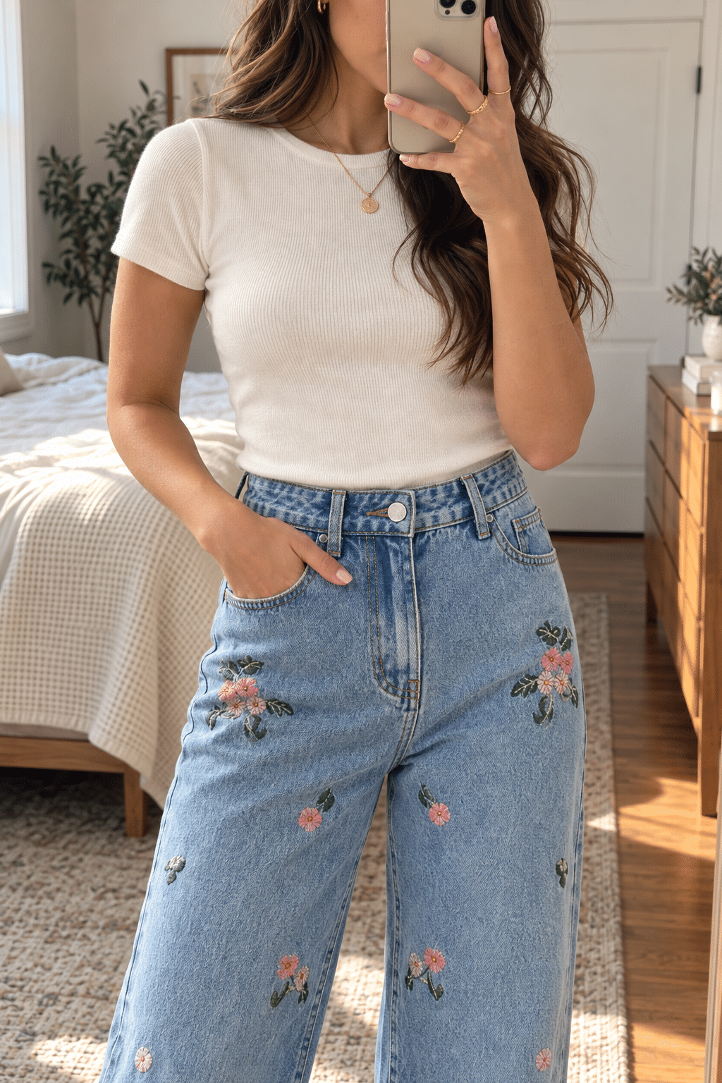 willow embroidered wide leg jeans (5)
