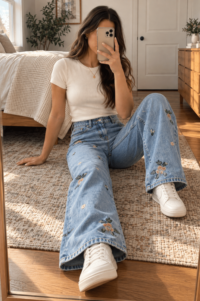 willow embroidered wide leg jeans (7)